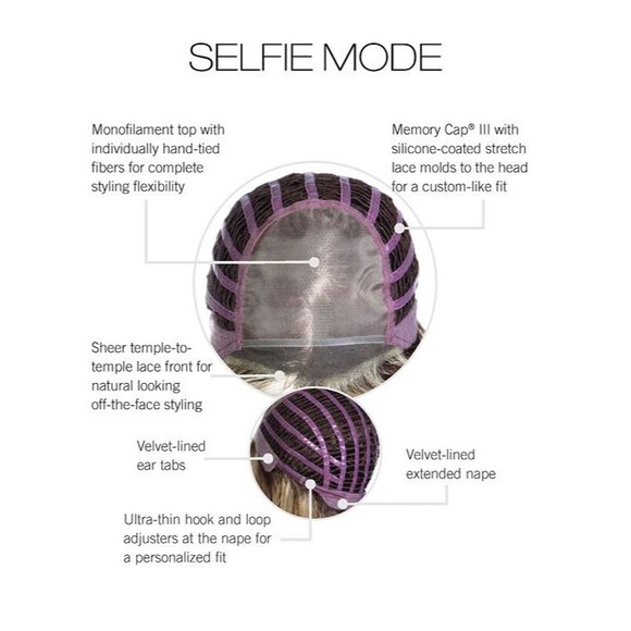 SELFIE MODE Wig by RAQUEL WELCH, RL12/22SS Shaded Cappuccino, Mono Top +Lace NEW main image 6